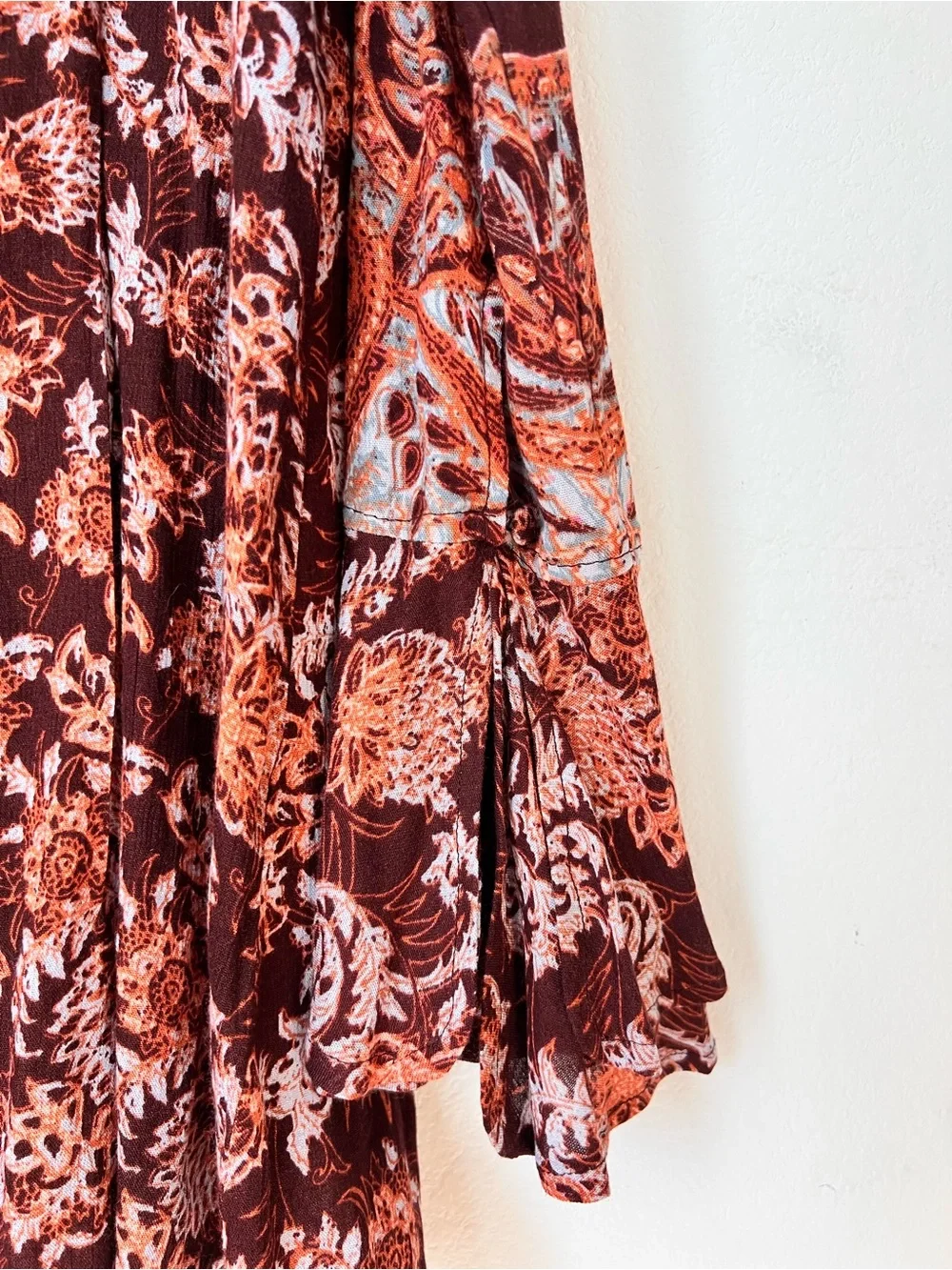 Free People Lady Luck Tunic Burgundy Red Floral Mini Dress Medium Boho Festival